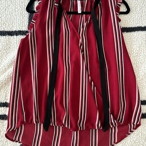 Striped Sleeveless Top - Red